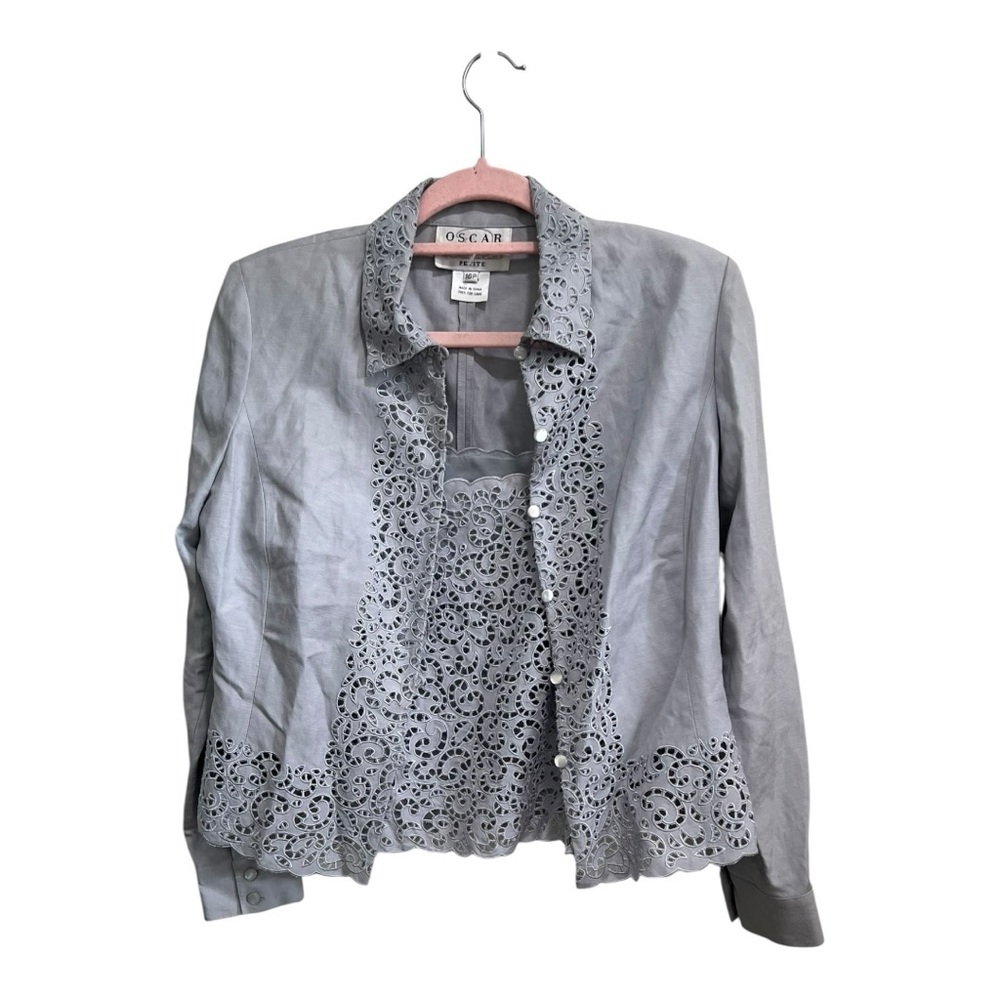 Oscar de la Renta Women's Gray Lace Blazer